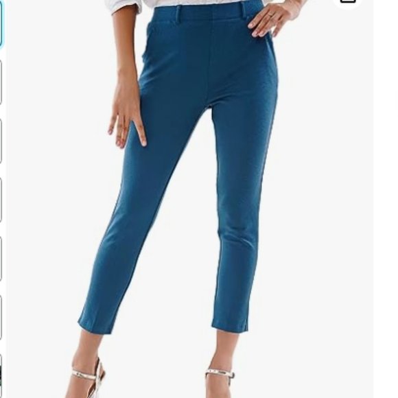 MaryCrafts Ankle Length Stretch Yoga‎ Dress Pant in Moroccan Blue - Picture 1 of 4